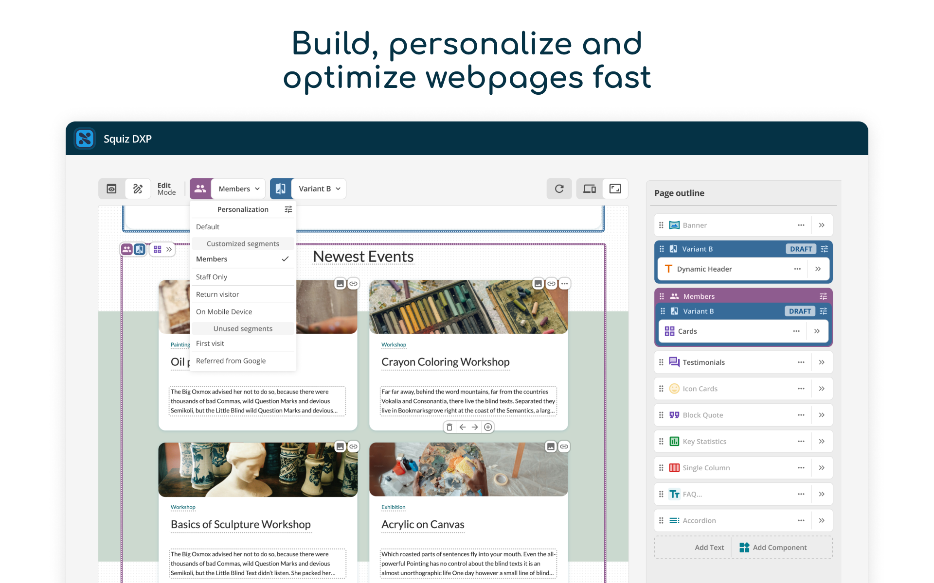 screenshot of Squiz Digital Experience Platform